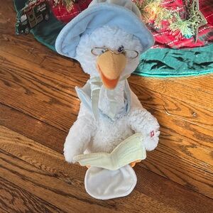 White and Blue Stuffed Goose Toy